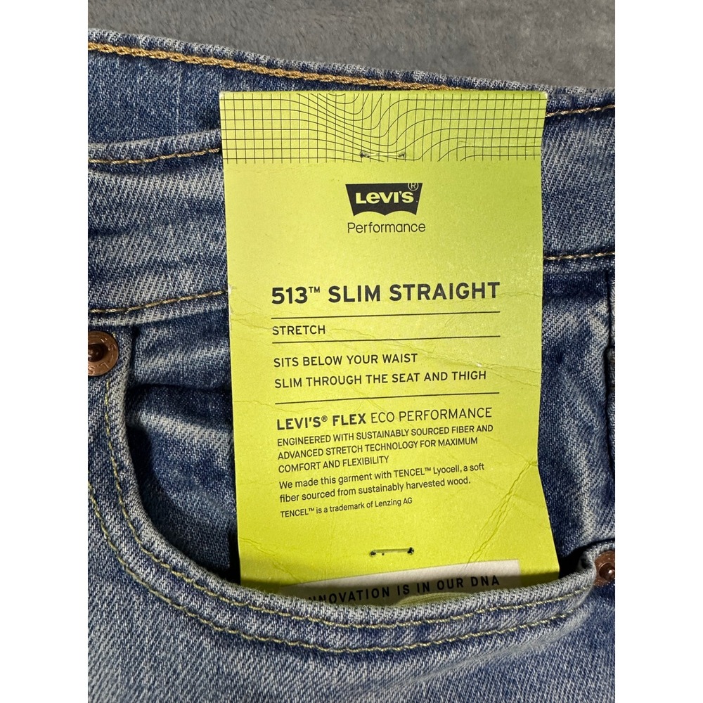 Levis 513 Slim Straight Jeans Mens 31x32 Blue Flex Stretch 08513-0933 NWT - Picture 6 of 11
